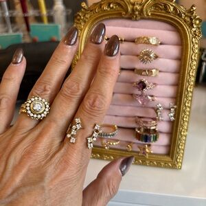 NWOT sexy chic rocker glam Gold tone rhinestone Ring Open size